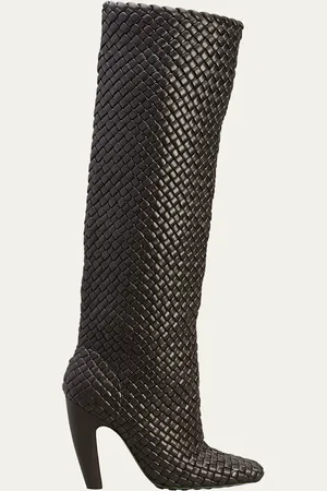 Bottega Veneta Intrecciato Woven Lambskin Knee Boots