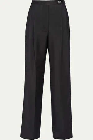 Prada Pintuck Mohair Wide-Leg Trousers