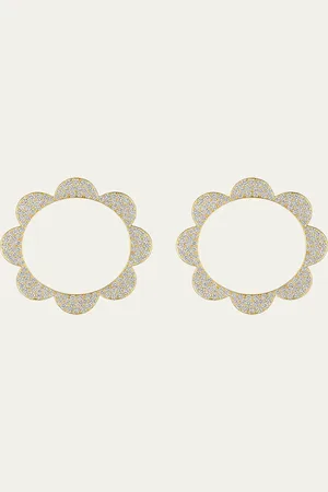 Cadar 18k Medium Bloom Triplet Diamond Stud Earrings