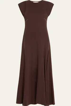 Jane Wade Cap-Sleeve Jersey Midi Dress