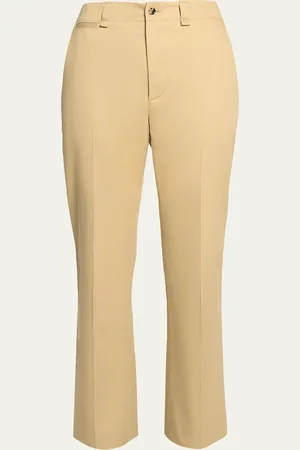 Saint Laurent Mid-Rise Straight-Leg Ankle Cotton Pants