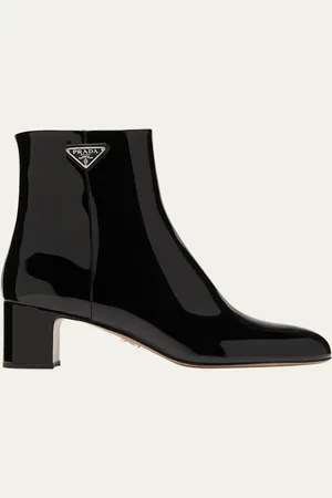 Prada Patent Block-Heel Ankle Booties