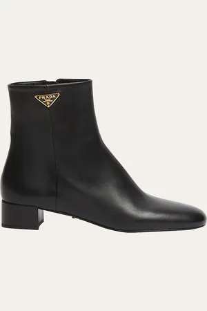 Prada Leather Zip Ankle Boots