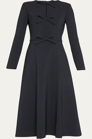 Carolina Herrera Triple Bow Keyhole-Front Midi Dress