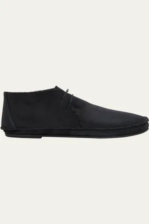 The Row Tyler Suede Shearling Moccasin Booties