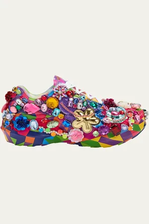 Salomon Embellished Printed Leather Platform Sneakers