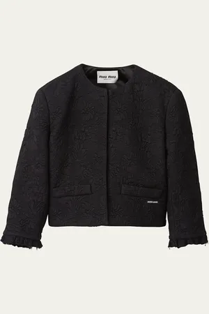 Miu Miu Jacquard Matelasse Boxy Cropped Jacket