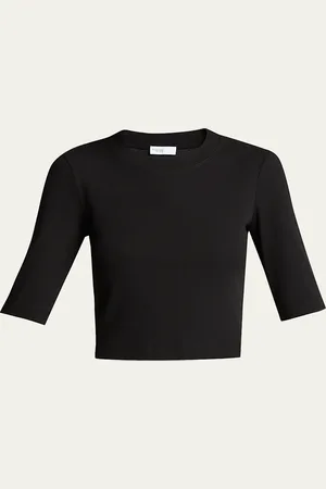ROSETTA GETTY Cotton Cropped-Sleeve T-Shirt