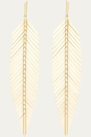 Cadar 18K Yellow Large Feather Drop Earrings