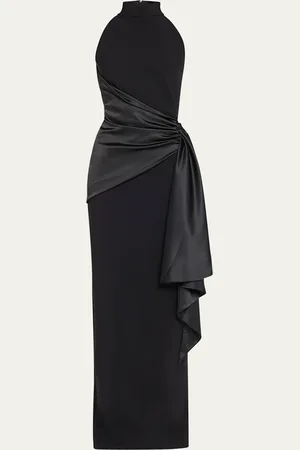 CHIARA BONI Gudairi Ra Draped Halter Column Gown