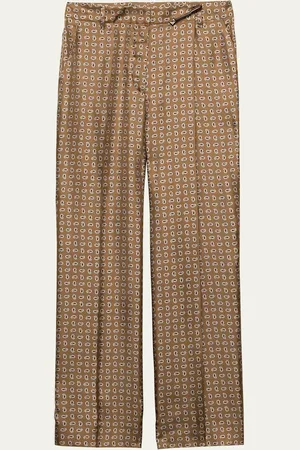 Prada Paisley Wide Leg Silk Twill Pants
