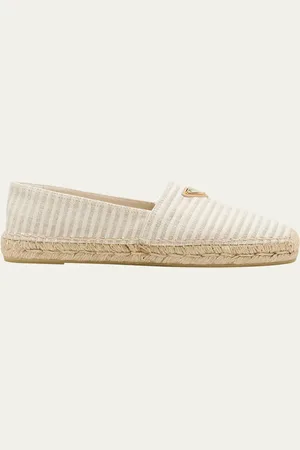 Prada Stripe Cotton Espadrille Loafers