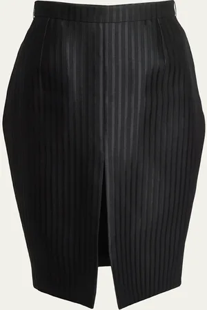 Saint Laurent Striped Pencil Skirt with Front Slit