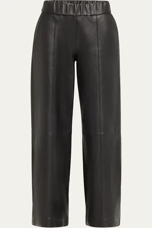 SPRWMN Lambskin Leather Wide-Leg Trousers