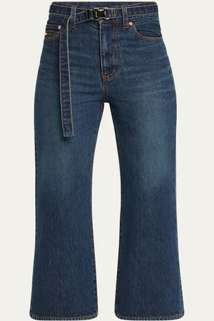 SACAI Belted Bootcut Denim Capri Pants