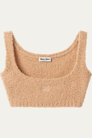 Miu Miu Logo Cashmere Cropped Top