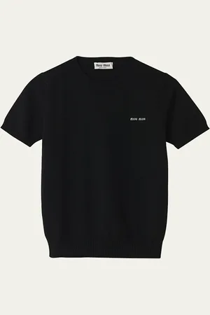 Miu Miu Short-Sleeve Cashmere Sweater