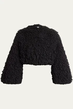 Alaïa Cropped Fringe Wool Bomber Jacket