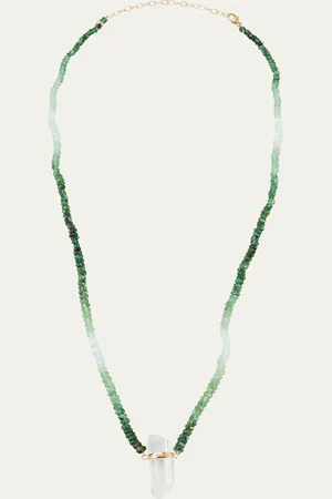 JIA JIA Quartz Crystal and Ombre Emerald Bead Necklace