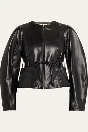 ULLA JOHNSON Aidan Stitched Leather Jacket with Belt