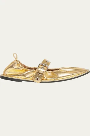Stella McCartney Falabella Metallic Vegan Buckle Ballerina Flats