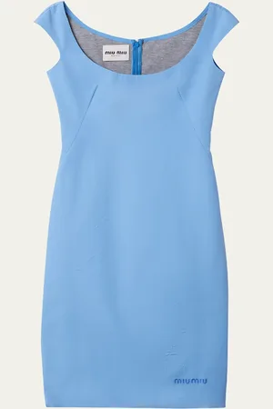 Miu Miu Cap-Sleeve Poplin Dress