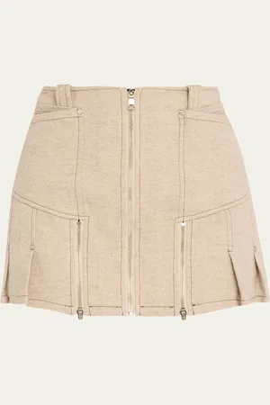 Jane Wade Zip Slit Wool Mini Skirt