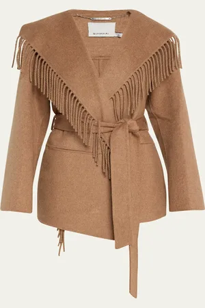 Simkhai Rowen Fringe Belted Wool-Blend Jacket