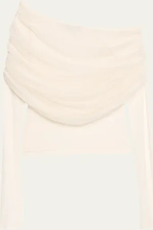 CHRISTOPHER ESBER Sonora Veiled Off-Shoulder Tulle Top
