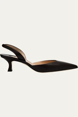 Manolo Blahnik Carolyne Leather Low-Heel Slingback Pump