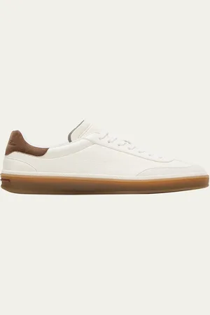 Loro Piana Mixed Leather Low-Top Tennis Sneakers
