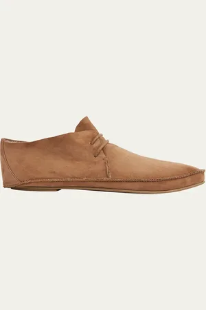 The Row Tyler Suede Shearling Moccasin Booties