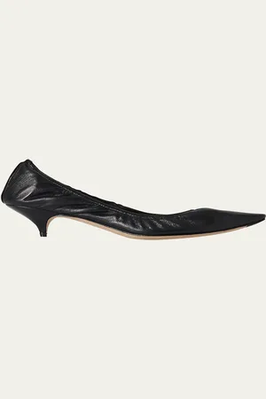 The Row Liisa Leather Kitten-Heel Pumps