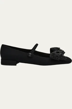 VALENTINO GARAVANI Crystal Bow Mary Jane Ballerina Flats