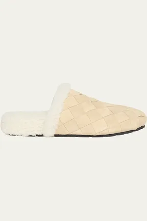 Bottega Veneta Reggie Woven Suede Slipper Mules