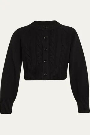 Toccin Rita Cropped Wool and Cashmere Cable-Knit Cardigan