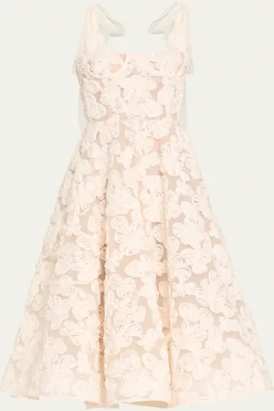 Bronx and Banco Sabrina Lace Midi Dress with Bow Details