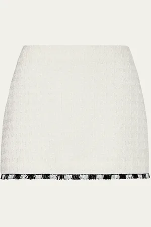 Milly Jayla Bead Fringe Tweed Mini Skirt