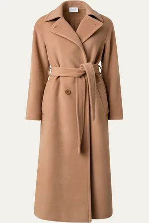 AKRIS Long Double-Breast Belted Wool-Cashmere Coat