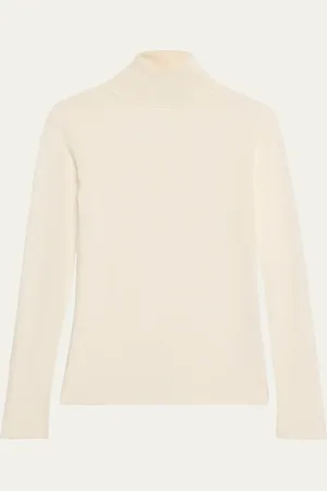 Loro Piana Taupo Ribbed Wool Turtleneck