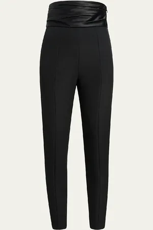 Khaite Lenro Ruched Waist Skinny Leg Pants