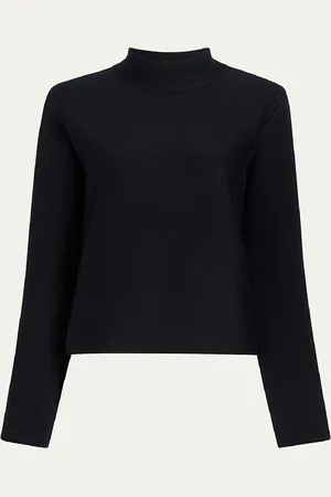 Khaite Calliope Mock Neck Wool-Blend Top