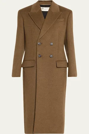 Saint Laurent Double-Breasted Tailored Long Wool Coat