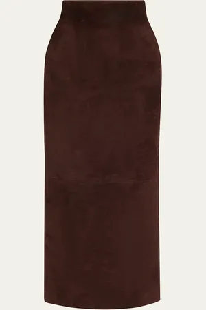 Khaite Loxley Long Pencil Leather Skirt