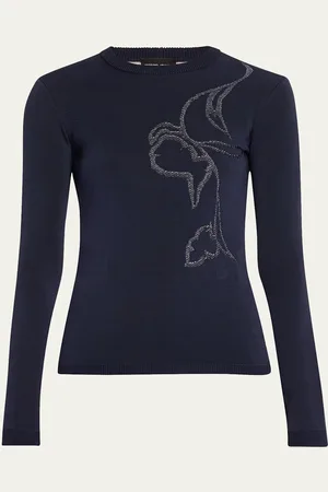 Giorgio Armani Double-Stitch Viscose Embroidered Knit Top