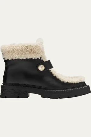 Jimmy Choo Shea Leather Shearling Ankle Boots