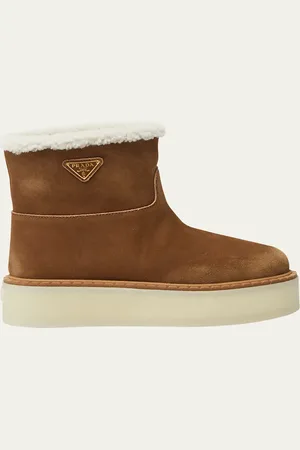 Prada Suede Shearling Cozy Platform Booties