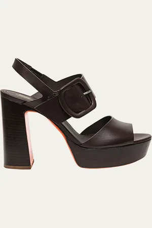 santoni Bruxel Leather Buckle Platform Sandals