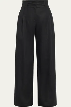 ULLA JOHNSON Delvine High-Rise Pleated Wide-Leg Pants