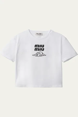 Miu Miu Logo-Embroidered Jersey T-Shirt
